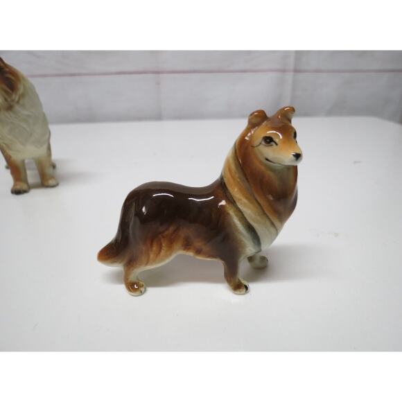 Vintage Collie Sheltie Dogs Figurines Set of 3 Miniature Japan Bone China - Picture 5 of 12